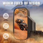 Set of 2 Universal UTV Textured Rectangle Convex Side View Mirrors