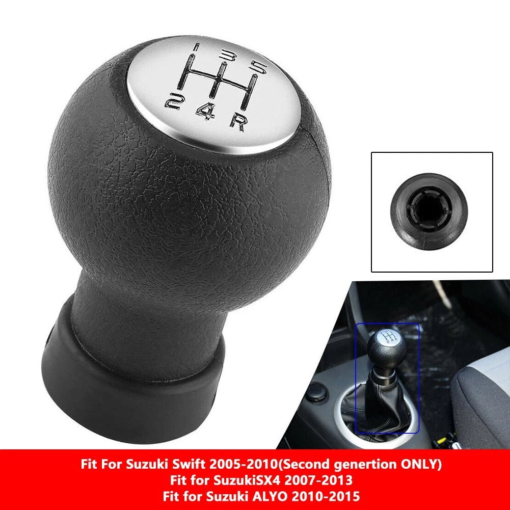5 Speed Shift Knob Gear for Suzuki Swift (2004–2023) Black & Silver