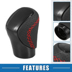 Gear Shift Knob for Lexus (Black Faux Leather, Red Thread, Perforated)