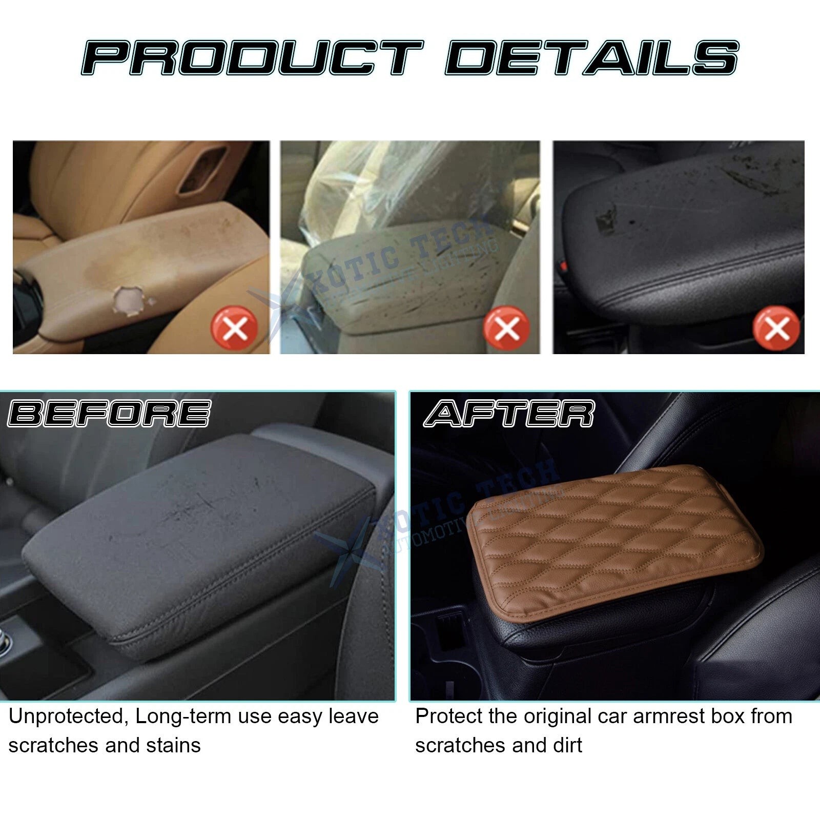 Armrest Cushion Cover Center Box Pad Protector for Universal (2000-2025)