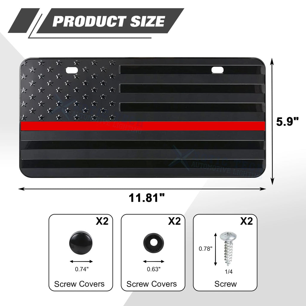 American Front Flag License Plate Vanity Gift for Red Line (-)