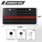 American Front Flag License Plate Vanity Gift for Red Line (-)