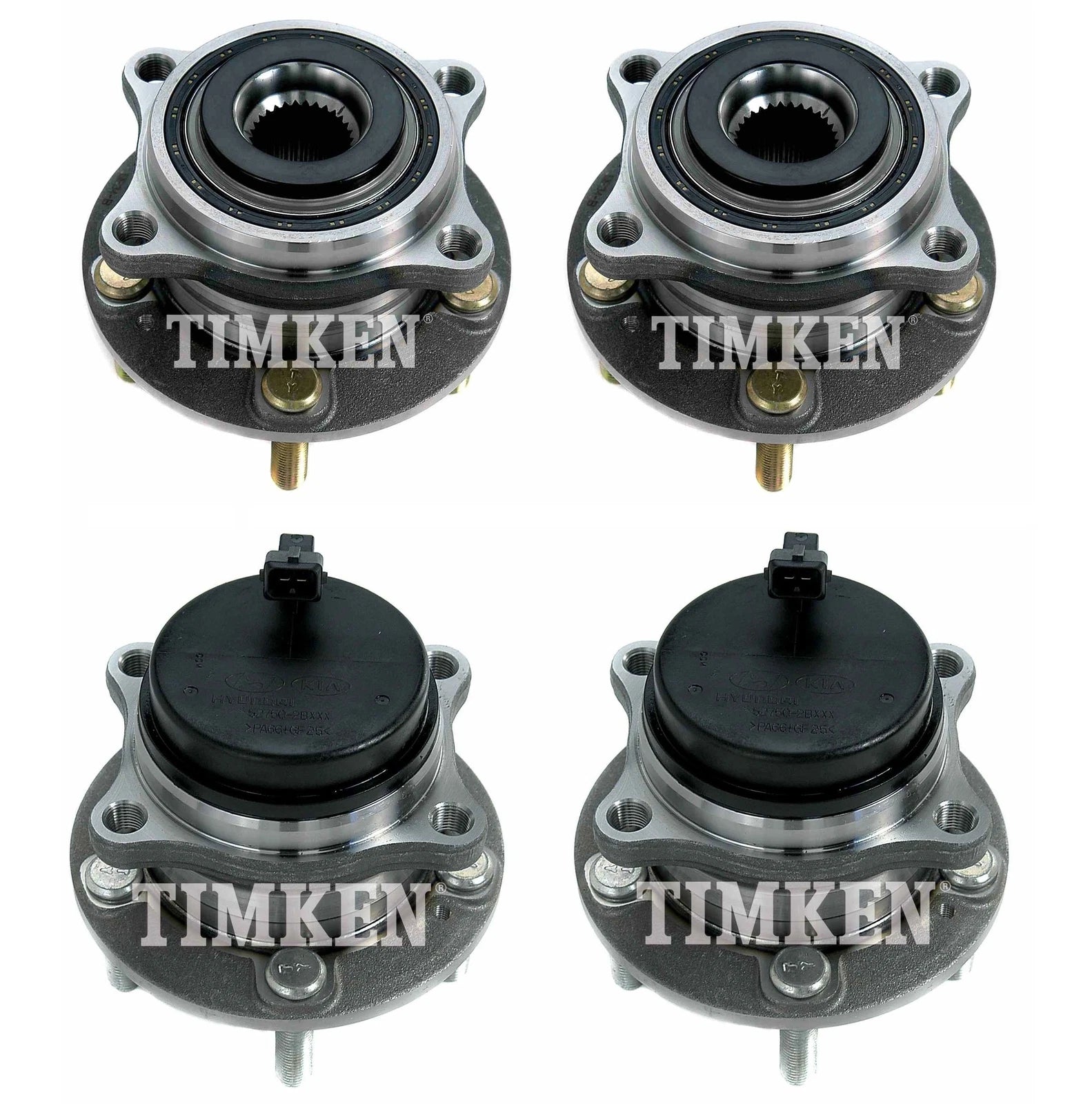 Front and Rear Wheel Bearing & Hub Assembly Kit for Santa Fe, Sorento (FWD)