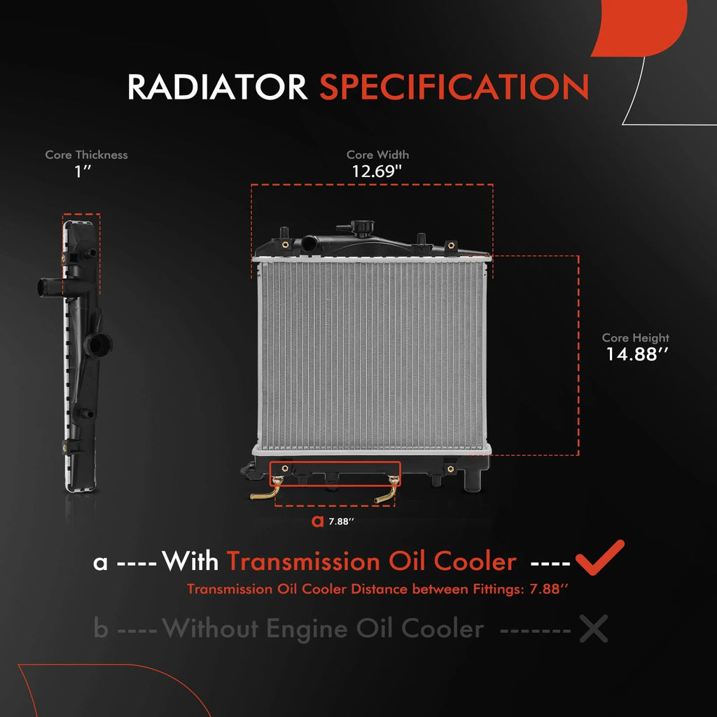 Radiator with Trans Oil Cooler for Ford Festiva (1988–1993)