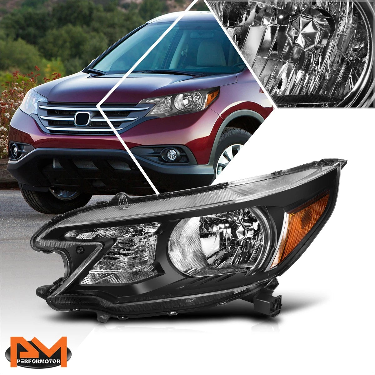 Left Driver Side Headlight Lamp for Honda CR-V (2012–2014) Black/Amber