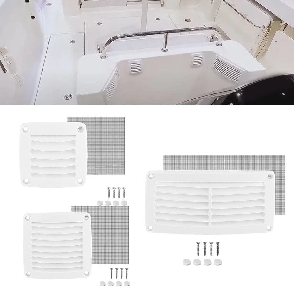Square Louvered Air Vent Grille Cover for Marine RV (White ABS)