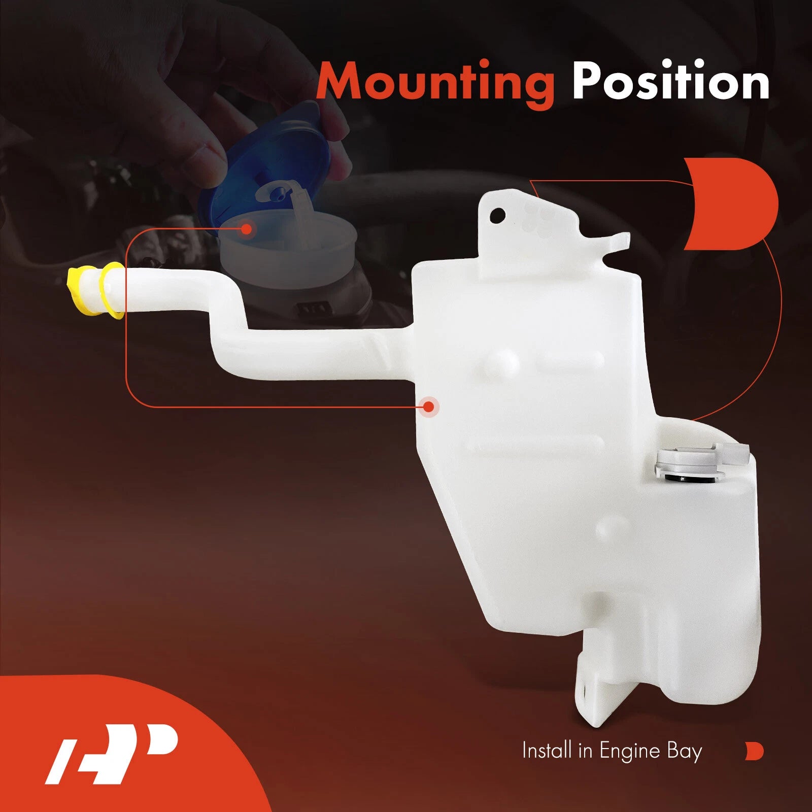 Windshield Washer Reservoir with Cap & Pump for Jeep Liberty (2002-2004)
