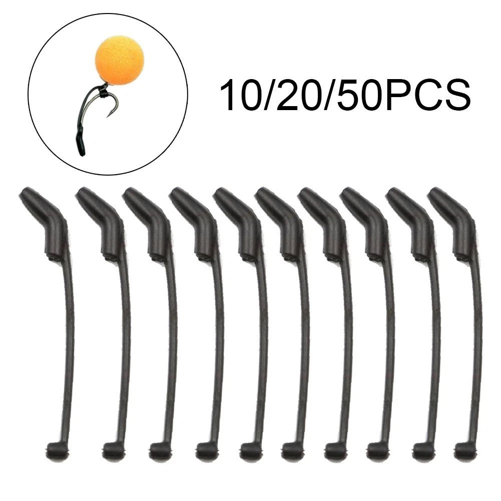 Set of 10 D Rig Kickers for Carp Fishing - Black Rubber Hooks