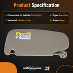 Front RH Sun Visor for Dodge Ram 1500 2500 3500 (2002–2009) 1CT18TL2AA Beige