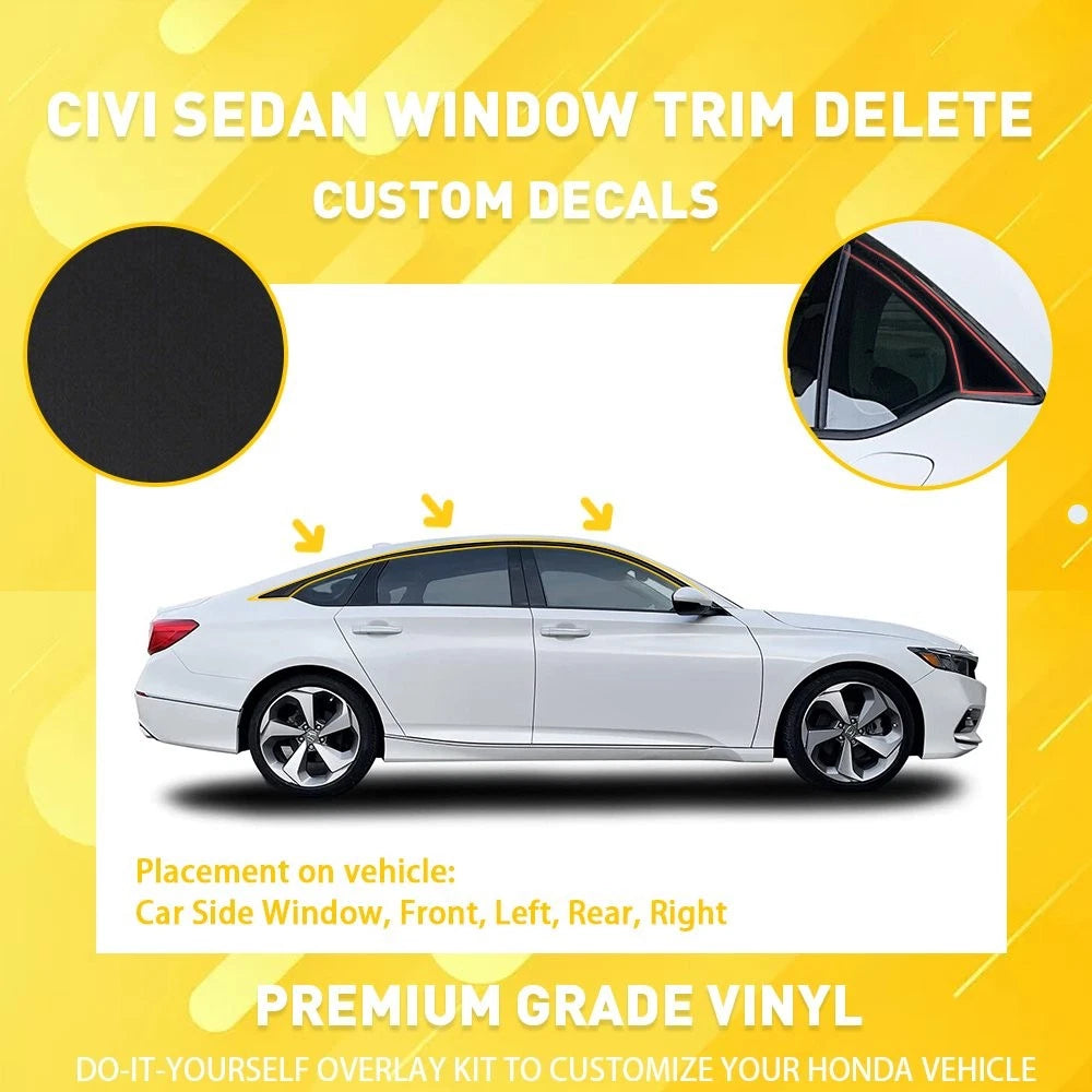 6X Chrome Delete Vinyl Matte Black Window Trim for Honda Accord (2018â2022)