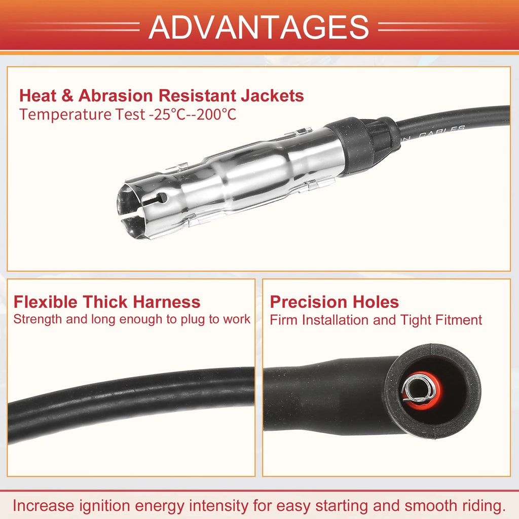 Set of 4 Spark Plug Wire Ignition Coil Cables for VW Beetle Golf (2001–2007)