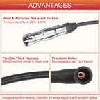 Set of 4 Spark Plug Wire Ignition Coil Cables for VW Beetle Golf (2001–2007)
