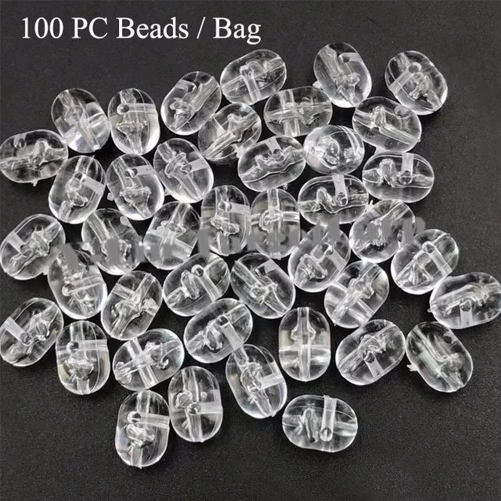 Set of 100 Transparent Luminous Fishing Beads for Drill Bits (47mm, 50mm)