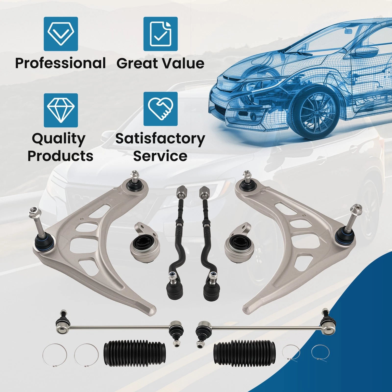 Front Lower Control Arm Tie Rod Sway Bar Link for BMW 323Ci 325Ci 328Ci 330Ci Z4 (2000–2006)
