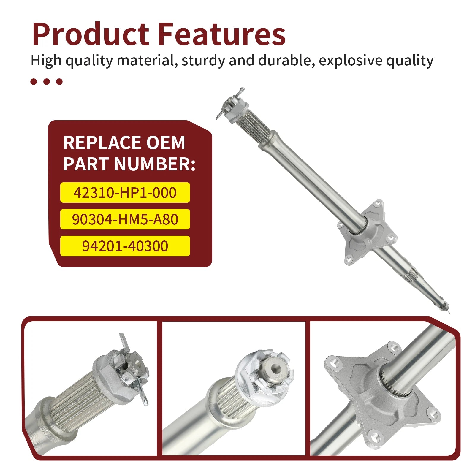 Rear Wheel Axle Shaft Kit w/ Nuts Pins for Honda TRX450R (2004–2009)