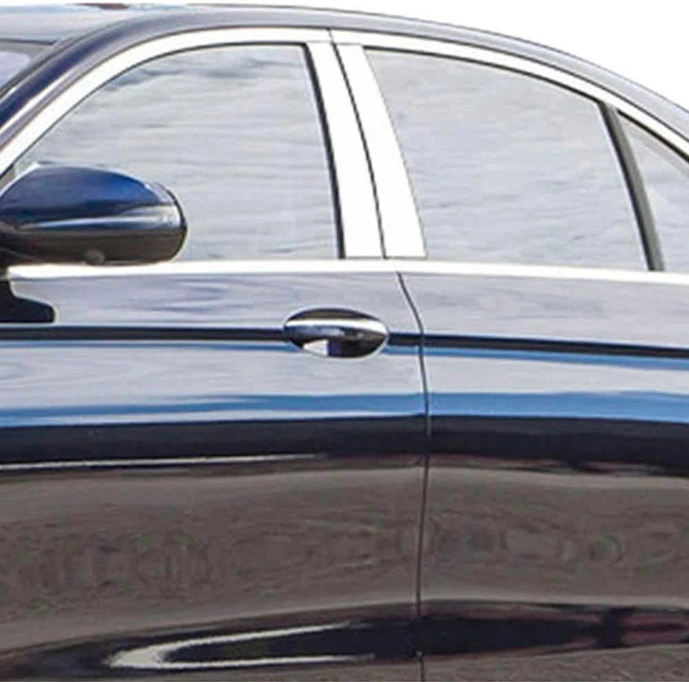 Luxury FX Stainless Steel Pillar Post Trim 4pc for Mercedes E Class (2017–2022)