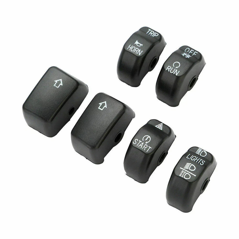 6 x Black Hand Control Switch Button Covers for Harley Dyna Softail (96-13)