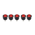 Set of 5 Round Red Lamp 3 Pins Boat Rocker Switch AC 6A 250V/10A 125V