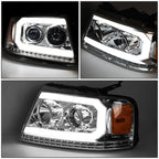 Chrome Amber LED DRL Sequential Signal Projector Headlights for Ford F150 (2004–2008)