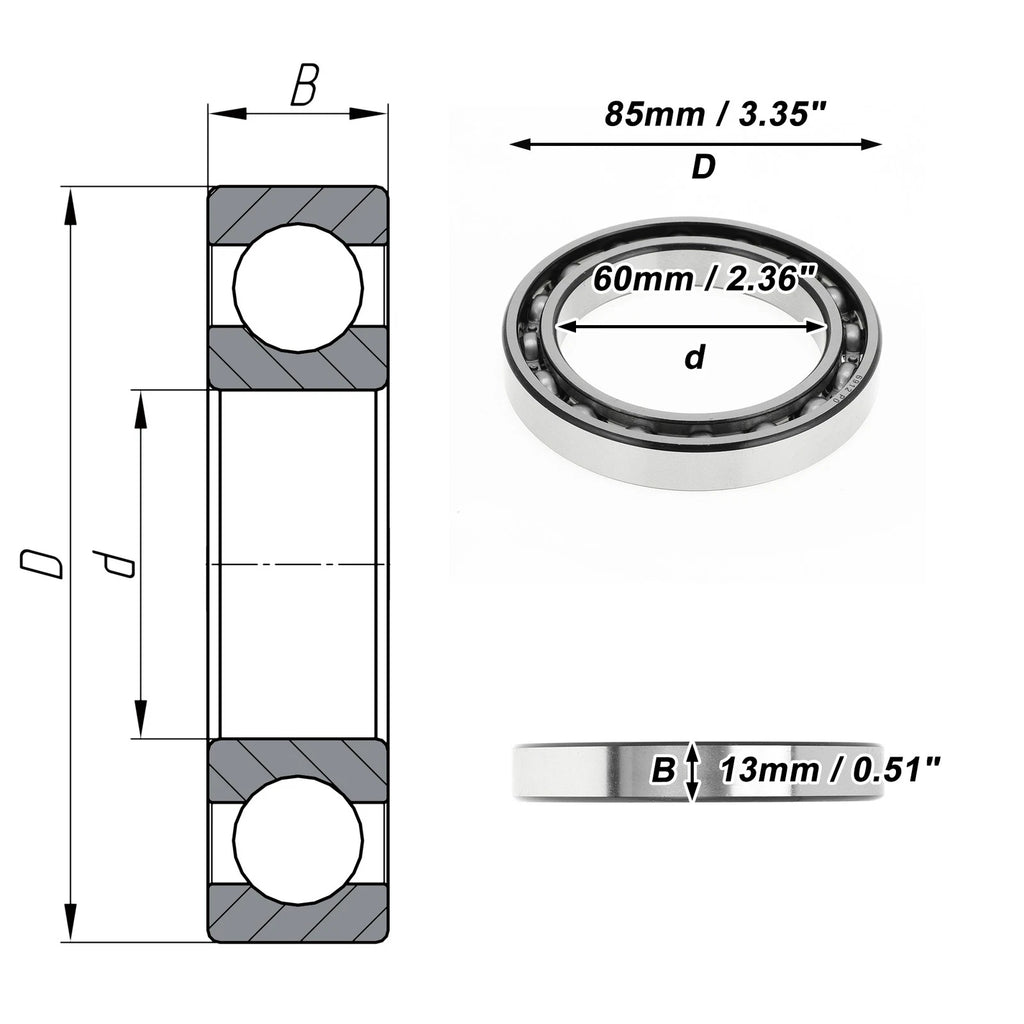 Deep Groove Ball Bearing 60x85x13mm for Scooter Skateboard (P0)