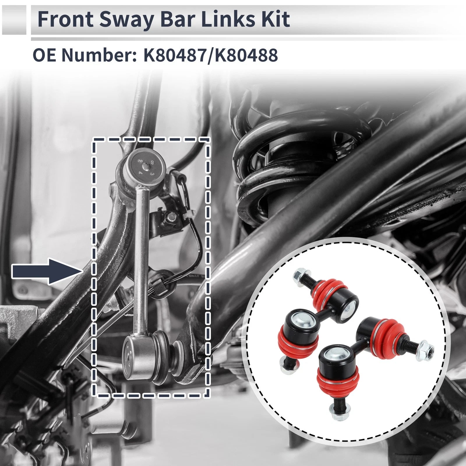 Set of 2 Front Stabilizer Bar Links for Acura RSX (2002–2006) No.K80487/K80488