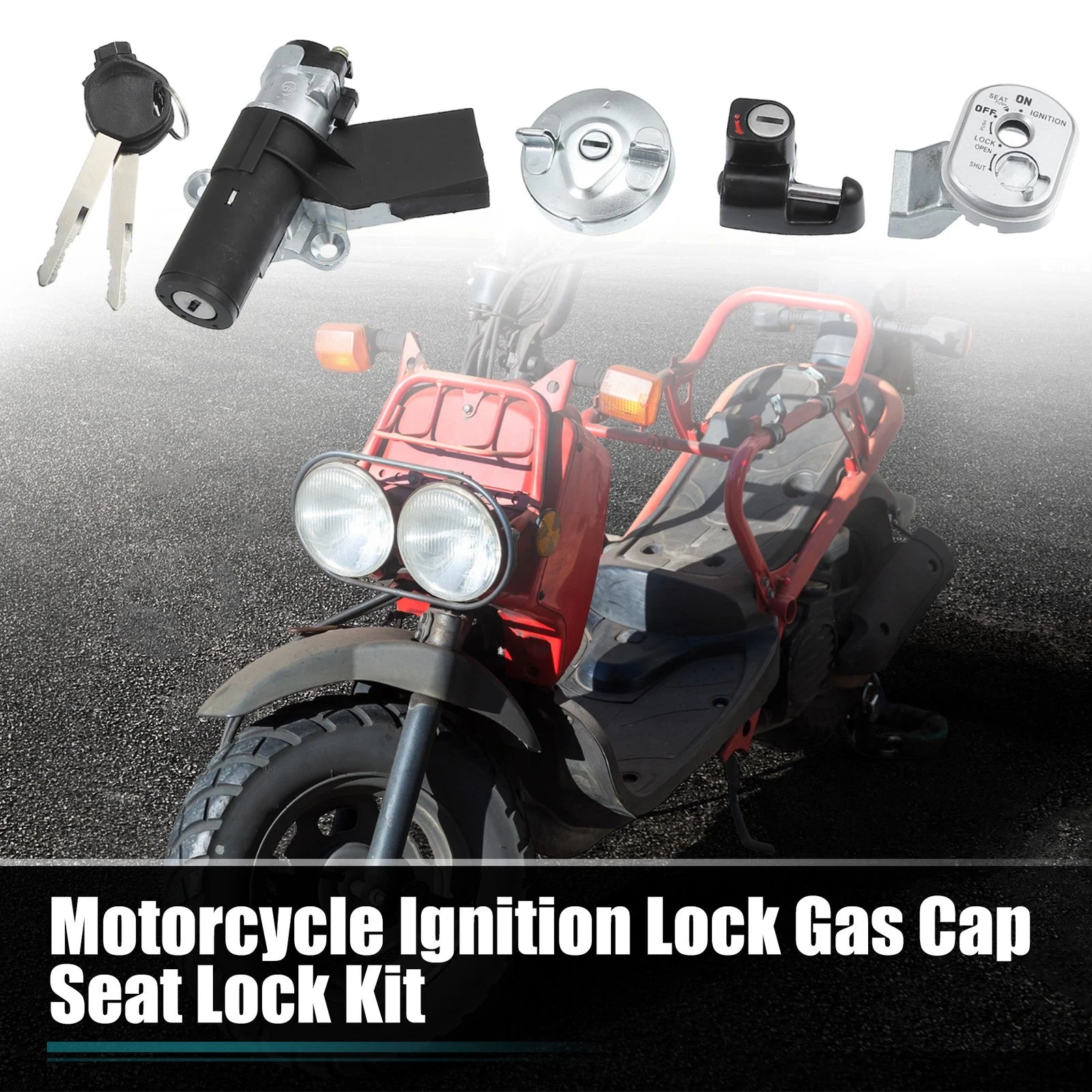 Ignition Switch Fuel Gas Cap Cover Seat Lock w/ Key for Honda NPS50 (2003–2023)