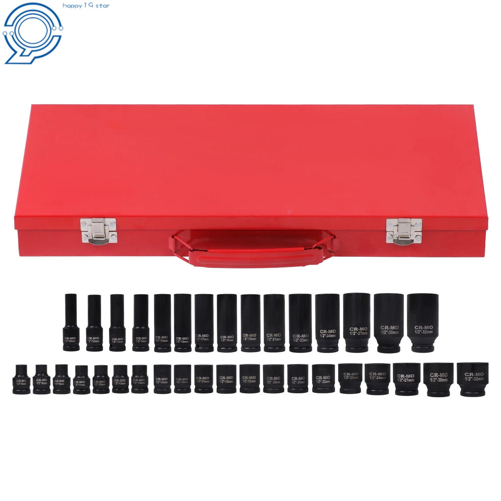Set of 35 Deep Impact Sockets for Garage (8-32mm)