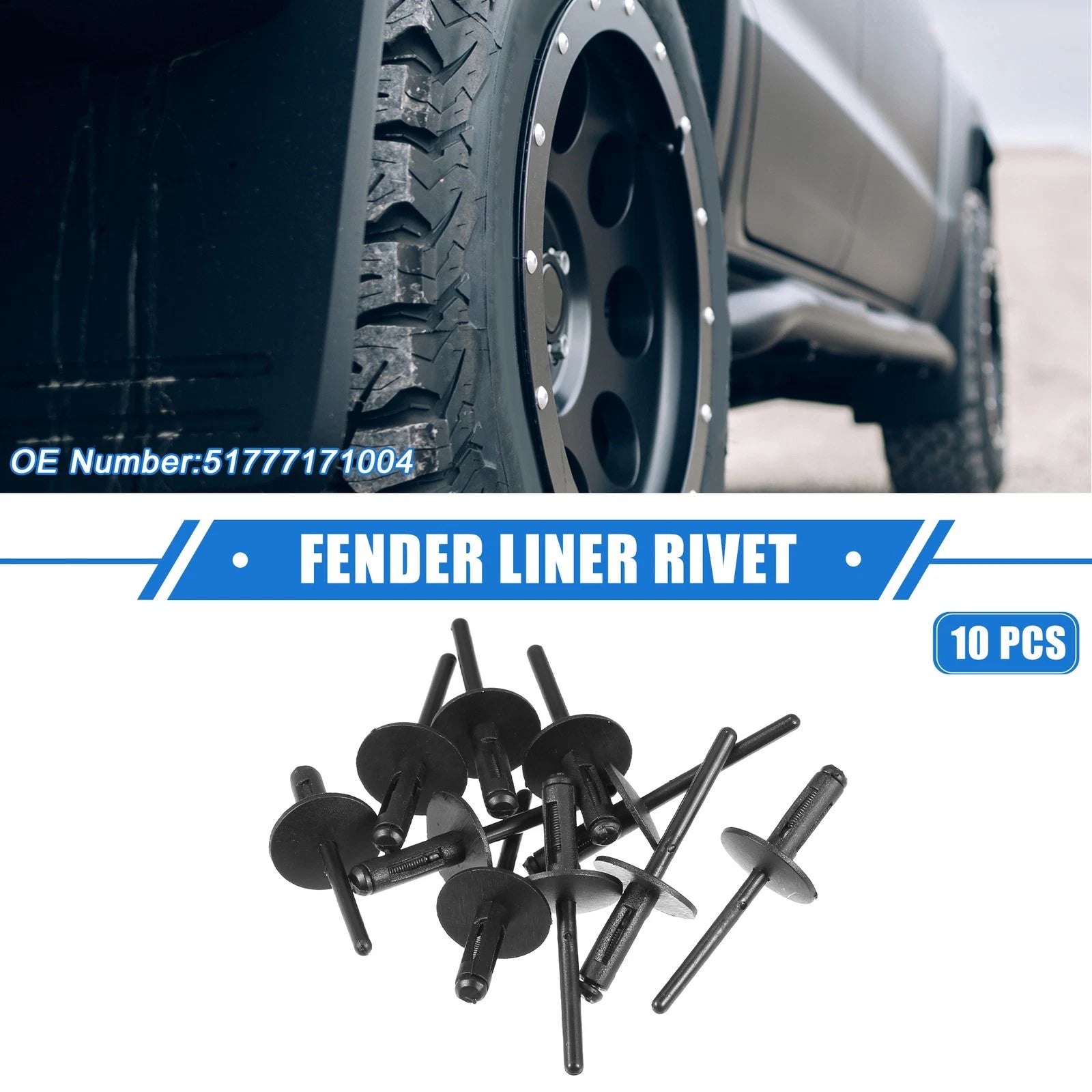 10 Pcs Fender Liner Rivet for BMW X1 (2013–2023) Plastic Black