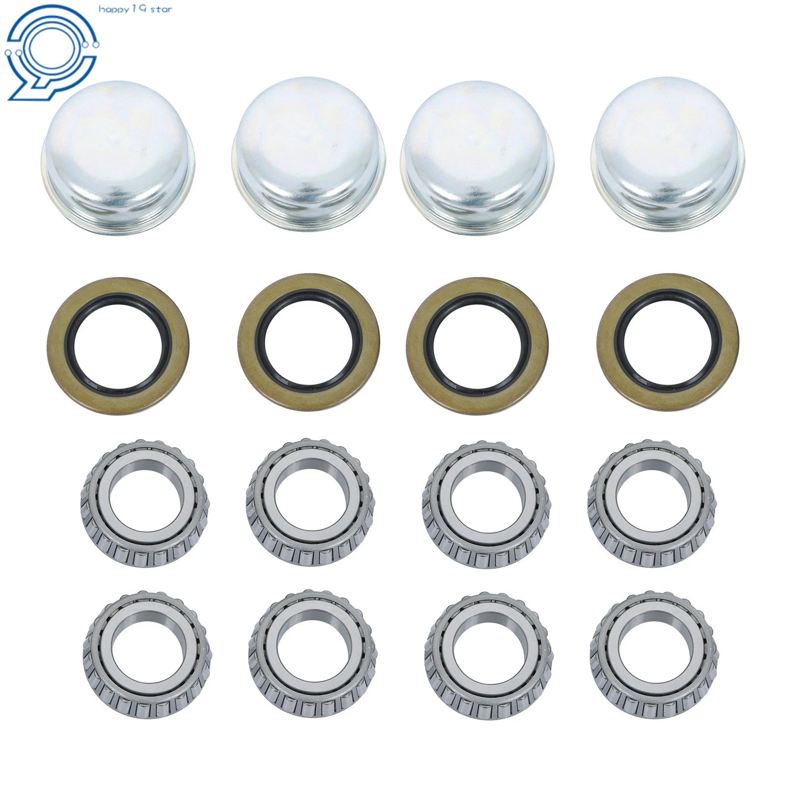 Set of 4 Trailer Axle Kits with 4 on 4" Bolt Idler Hub & 1" Round BT8 Spindle
