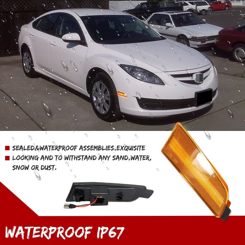 Amber Lens LED Side Marker Reflector Lights for Mazda 6 (2009–2013)