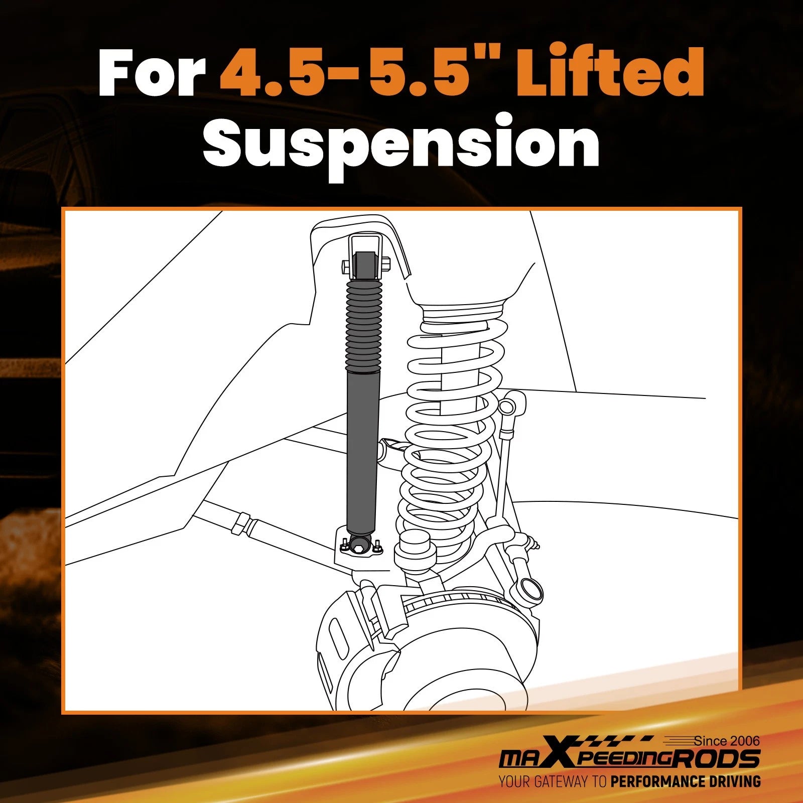 Heavy Duty Lift Shock for Ford Ranger (1998–2011) 4.5-5.5" Lift Kit
