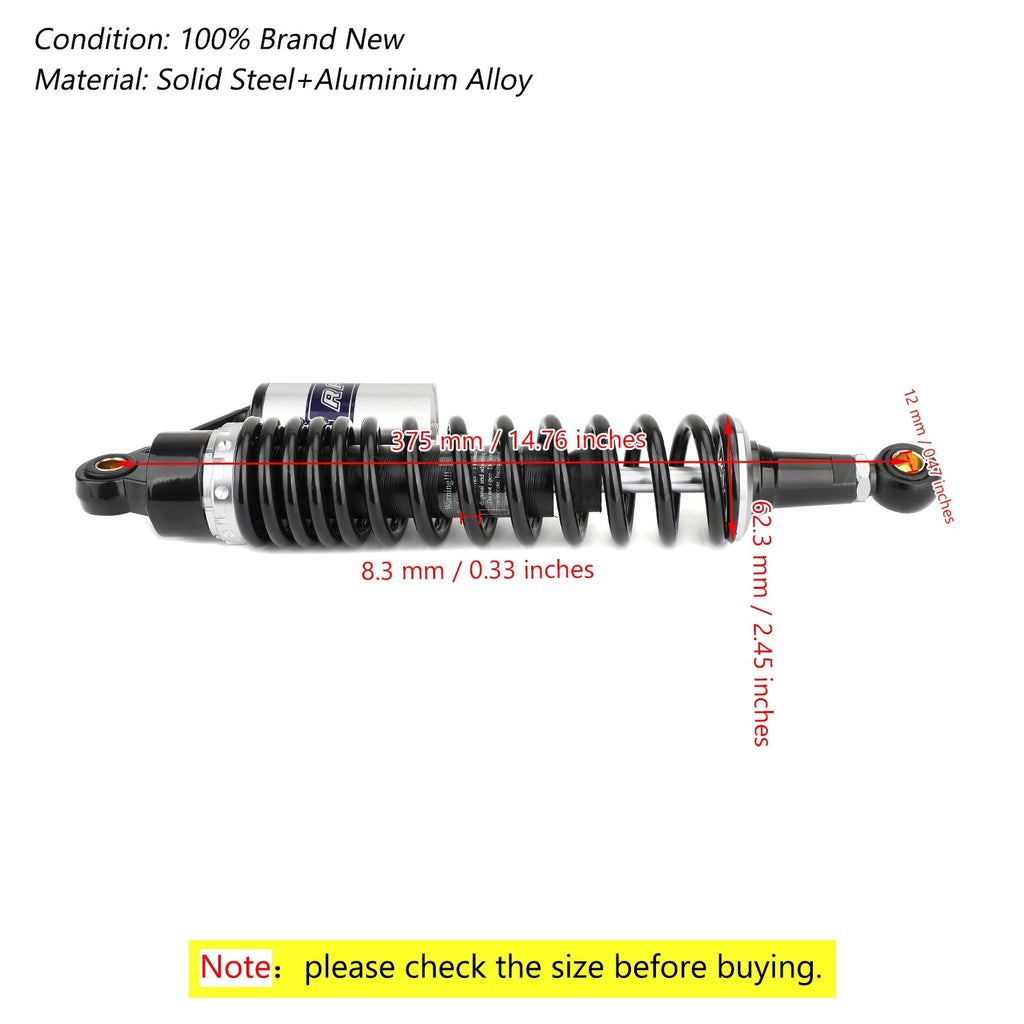 2X 375mm Shock Absorbers for Honda Yamaha Polaris ATV