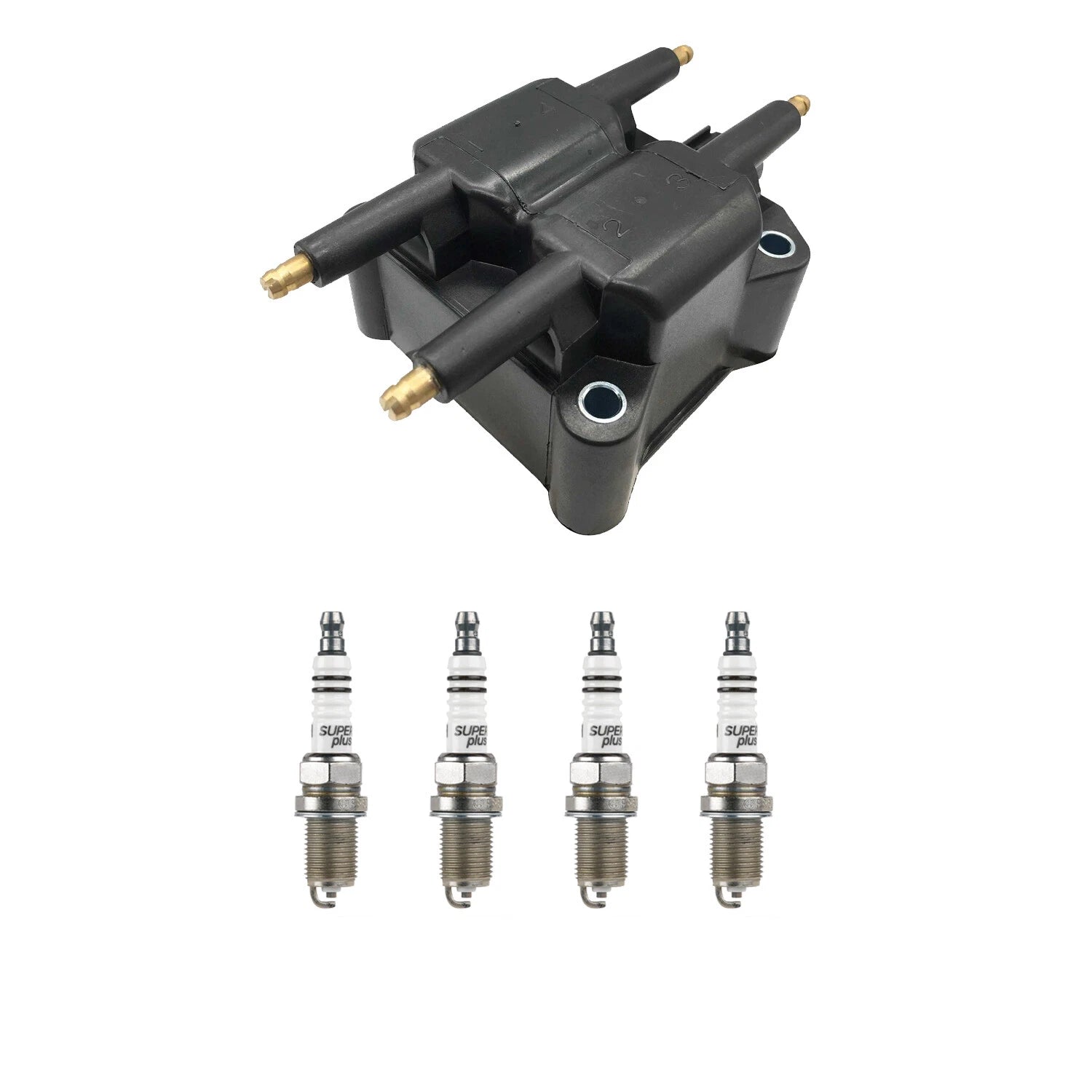 Set of 4 Hitachi Ignition Coils & Bosch Nickel Spark Plugs for Sebring Voyager (L4)