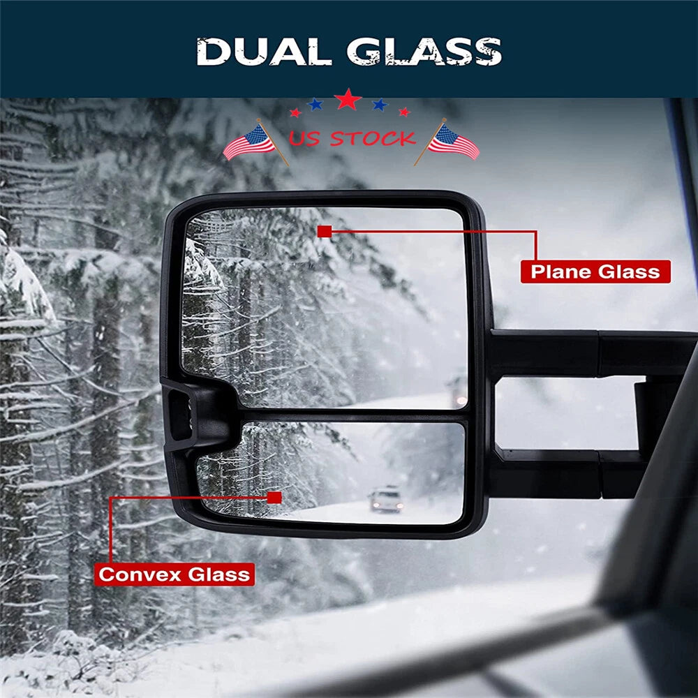 Power Heated Tow Mirrors with Dynamic LED Signal for Chevy Silverado GMC Sierra (2007–2013)
