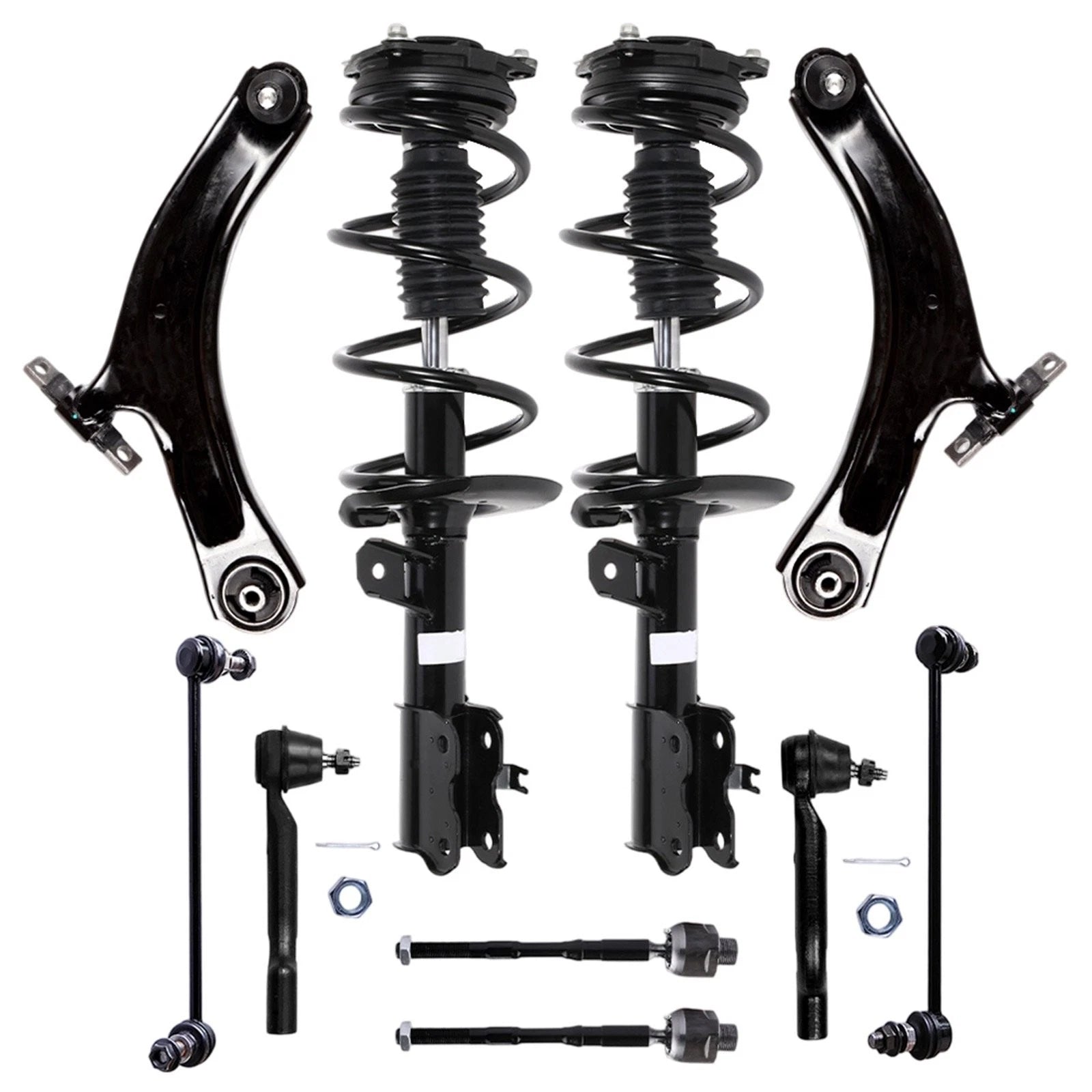 Front Struts Lower Control Arm Tie Rod Kit for Nissan Rogue (2008–2012)
