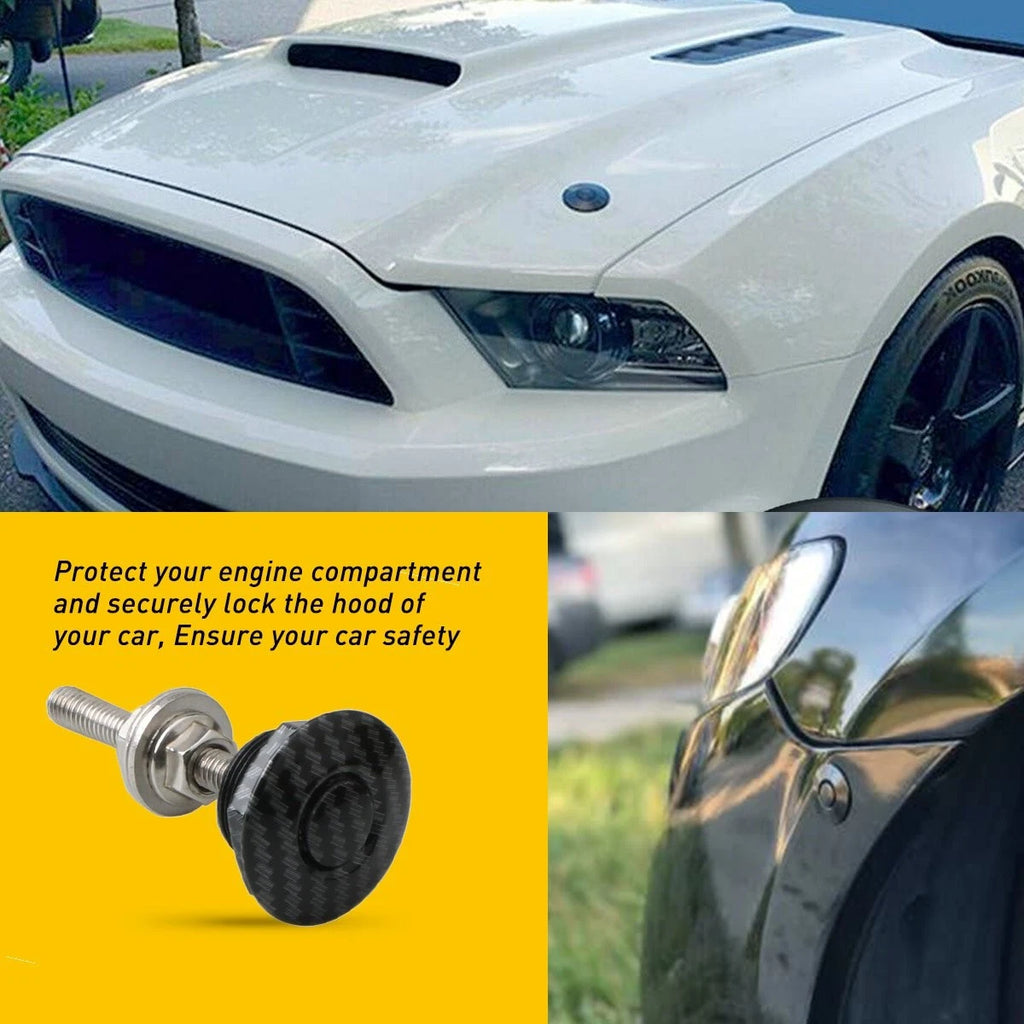 2X Hood Bonnet Quick Release Pins Lock Clip for Car Bumper (Carbon)