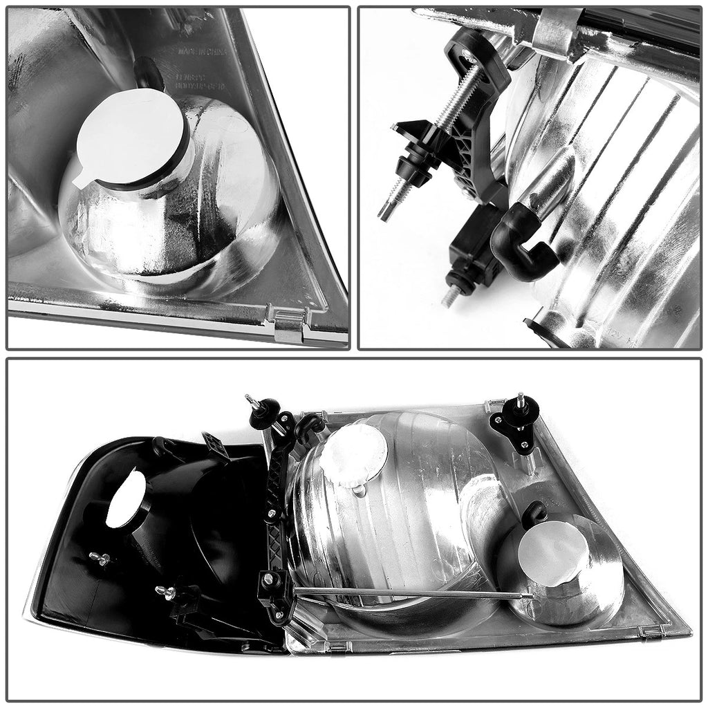 Pair of Black Housing Amber Corner Headlights for Ford Explorer (2002–2005)