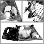 Pair of Black Housing Amber Corner Headlights for Ford Explorer (2002–2005)