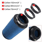 Cold Air Intake Filter Set of 3 Sizes (3", 3.5", 4") Universal Blue