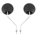 Set of 2 Universal Black Round Mirrors for Motorcycle Scooter - 8mm Chrome