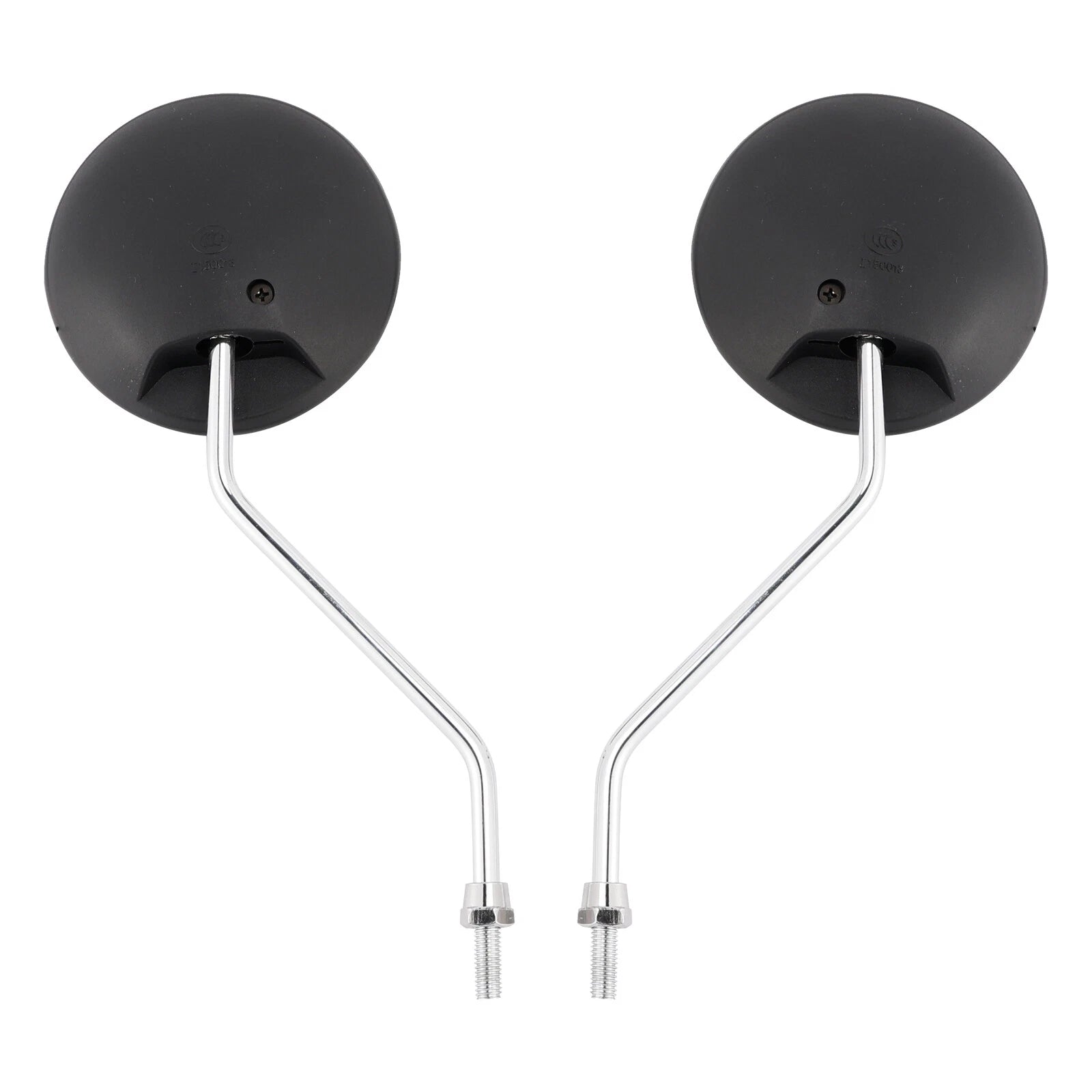 Set of 2 Universal Black Round Mirrors for Motorcycle Scooter - 8mm Chrome