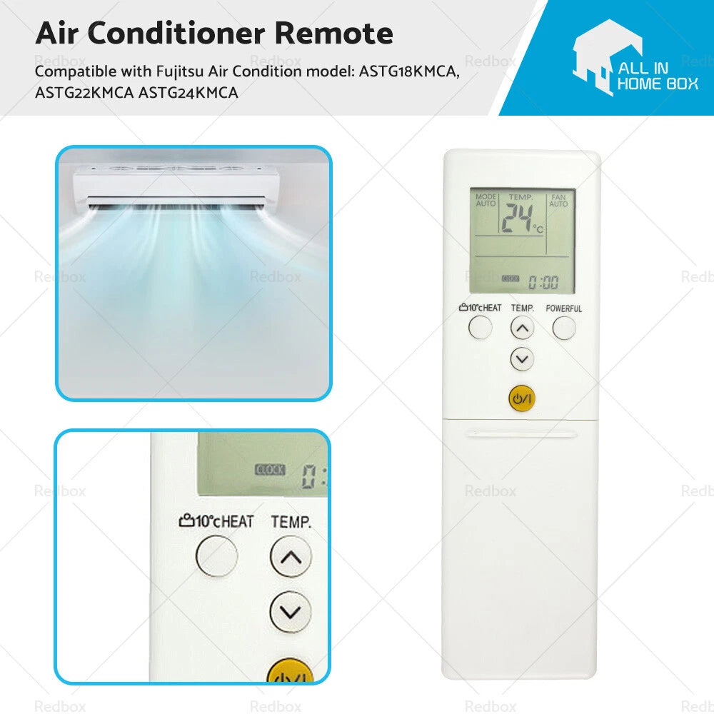 Air Con Remote for Fujitsu ASTG18KMCA, ASTG22KMCA, ASTG24KMCA (No Year)