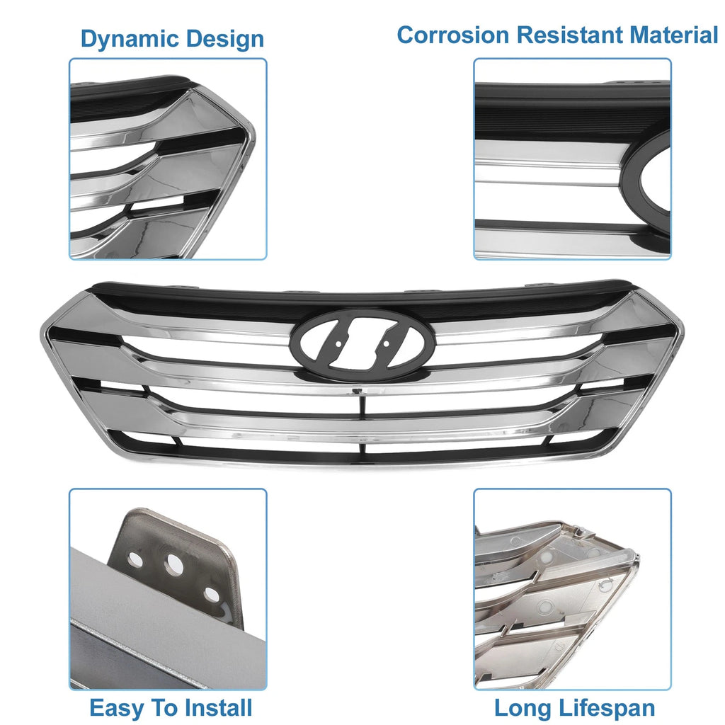 Front Hood Bumper Grille for Hyundai Santa Fe (2013) - No.86350B8000, Black