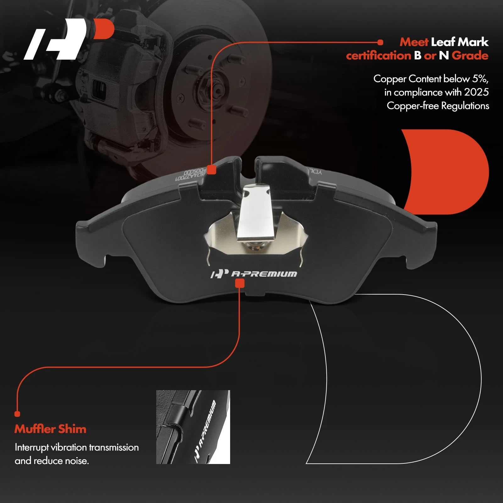 Set of 4 Front Ceramic Brake Pads for Mercedes-Benz Sprinter (2004–2006)