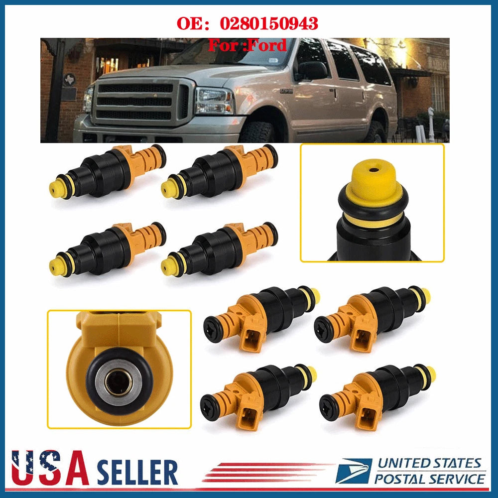 Set of 8 Flow Matched Fuel Injectors 0280150943 for Ford 4.6 5.0 5.4 5.8