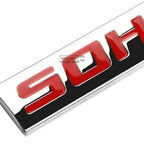 3D Polished Red Lettering Badge for