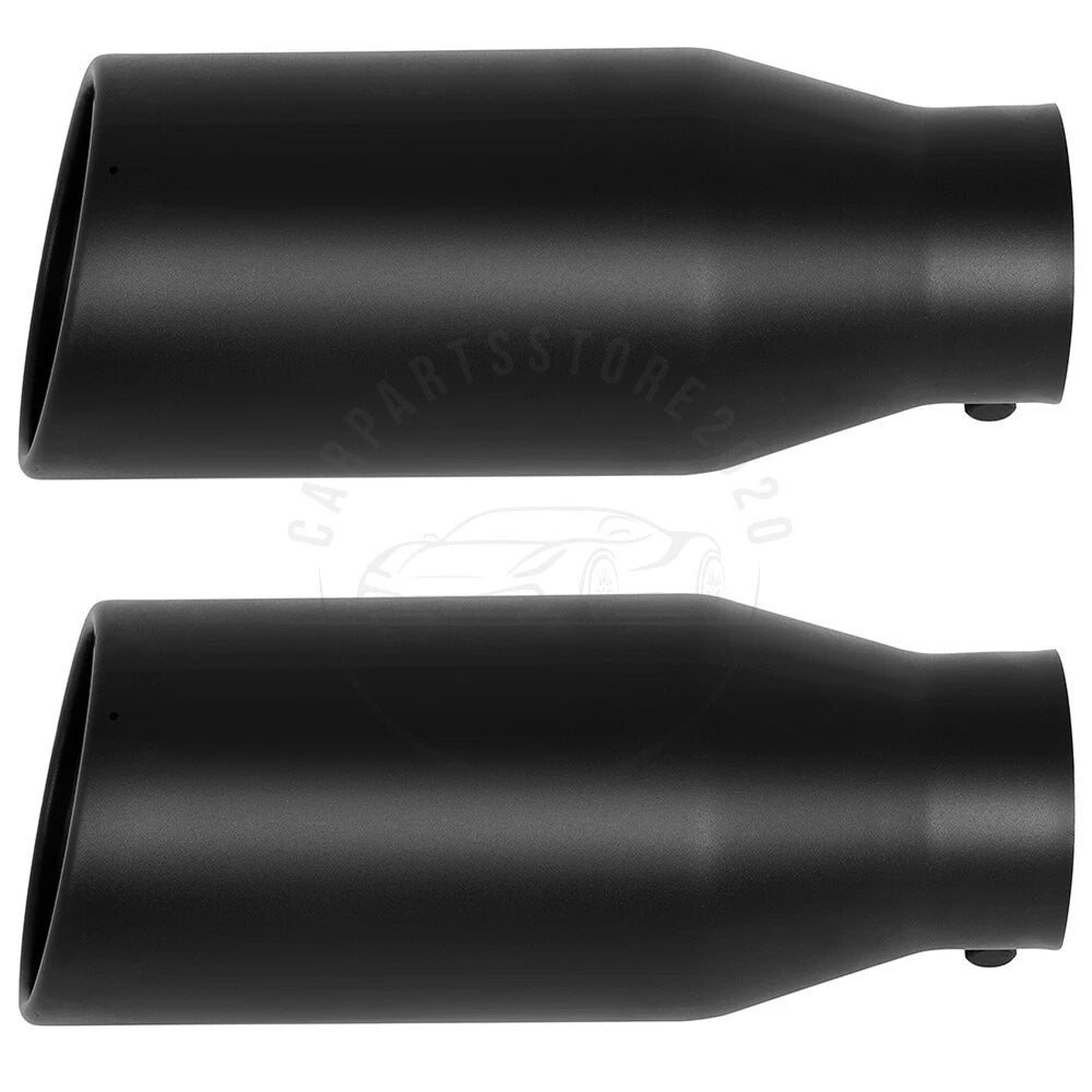 2X 4" Inlet 6" Outlet 15" Long Black Stainless Steel Exhaust Tip for
