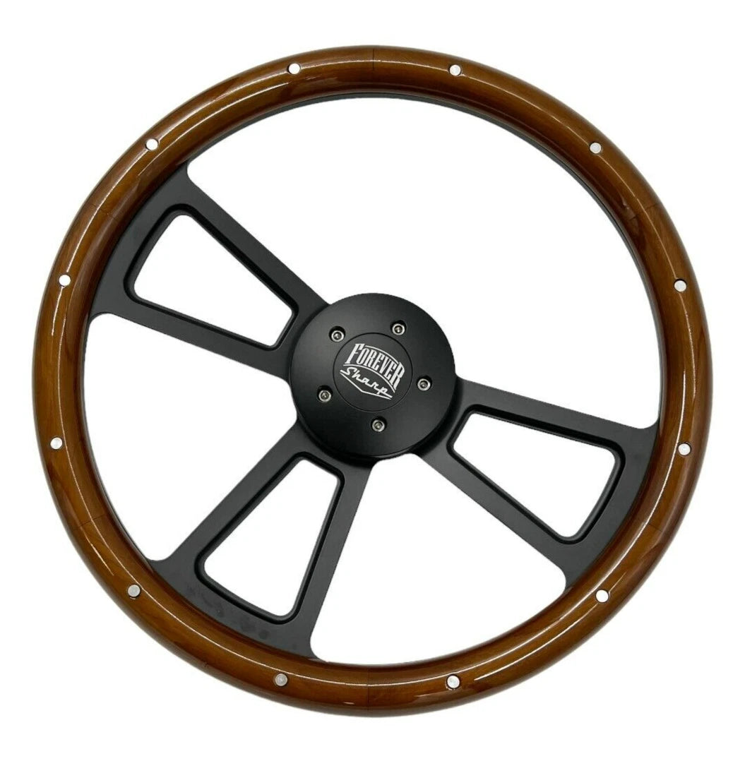 Steering Wheel Wrap Replacement for Peterbilt Kenworth 18 Inch Dark Wood