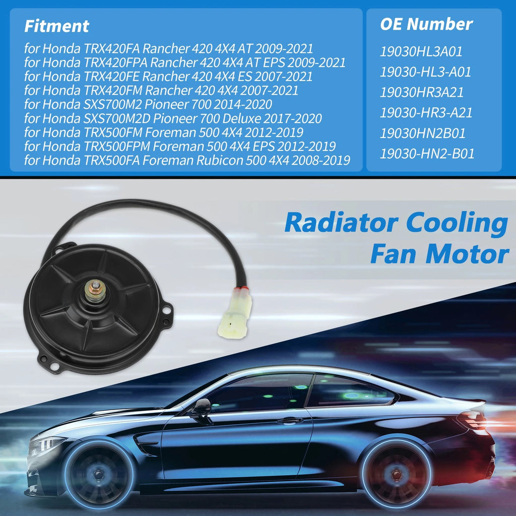 Radiator Cooling Fan Motor for Honda TRX420FM Rancher 420 4X4 (2007–2014) No. 19030-HL3-A01