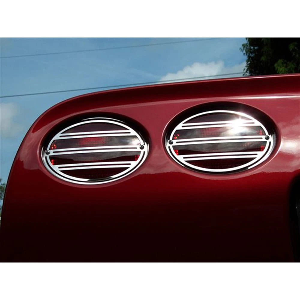 Tail Light Grilles Polished Stainless Steel Slotted 4pc for Chevy Corvette (1997–2004)